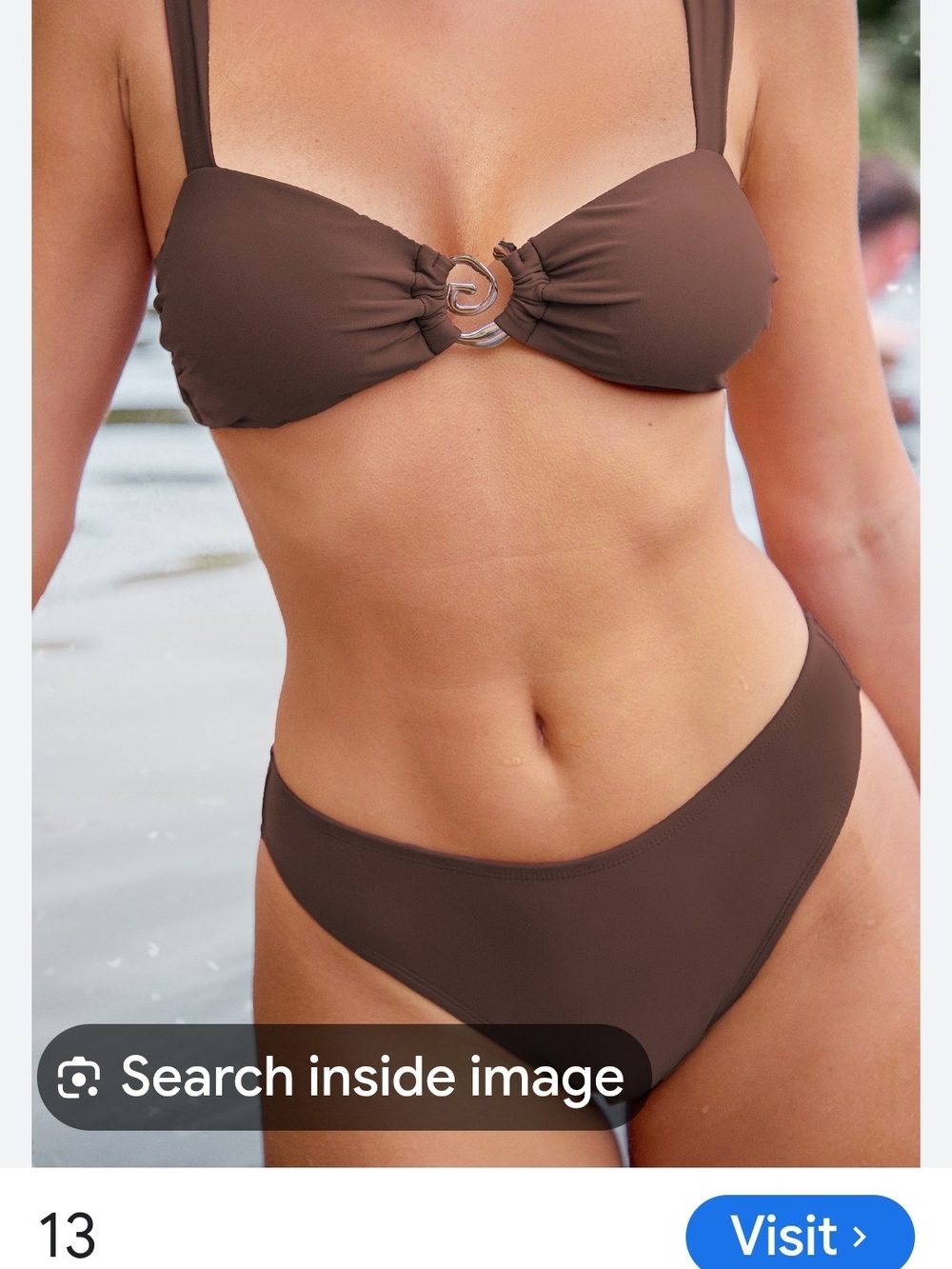 Cupshe Brown Two-Piece Bandeau Bikini with Ring Detail